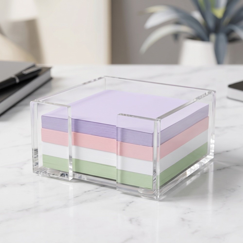 Sticky Note Dispenser - Support de notes autocollantes transparent multifonctionnel,