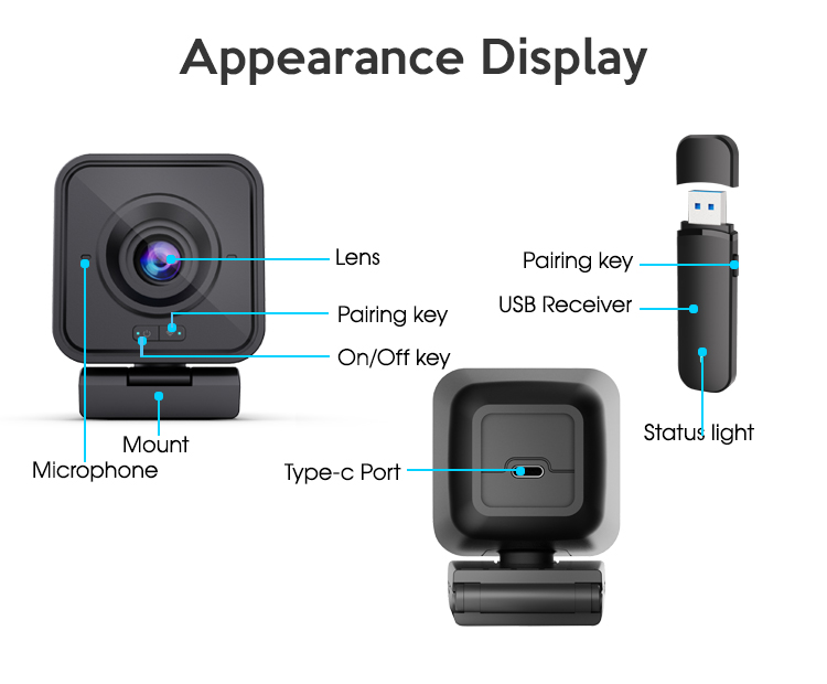 Webcam Hd 1080P - Webcam sans fil HD 1080P pour