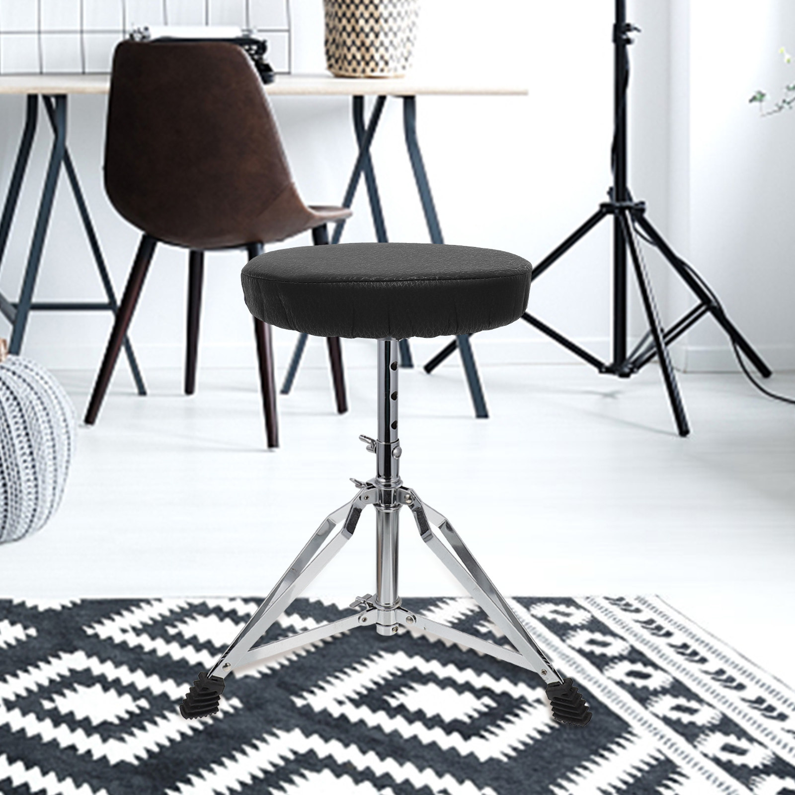 Home Office With Sofa - Housse de tabouret super ronde noire