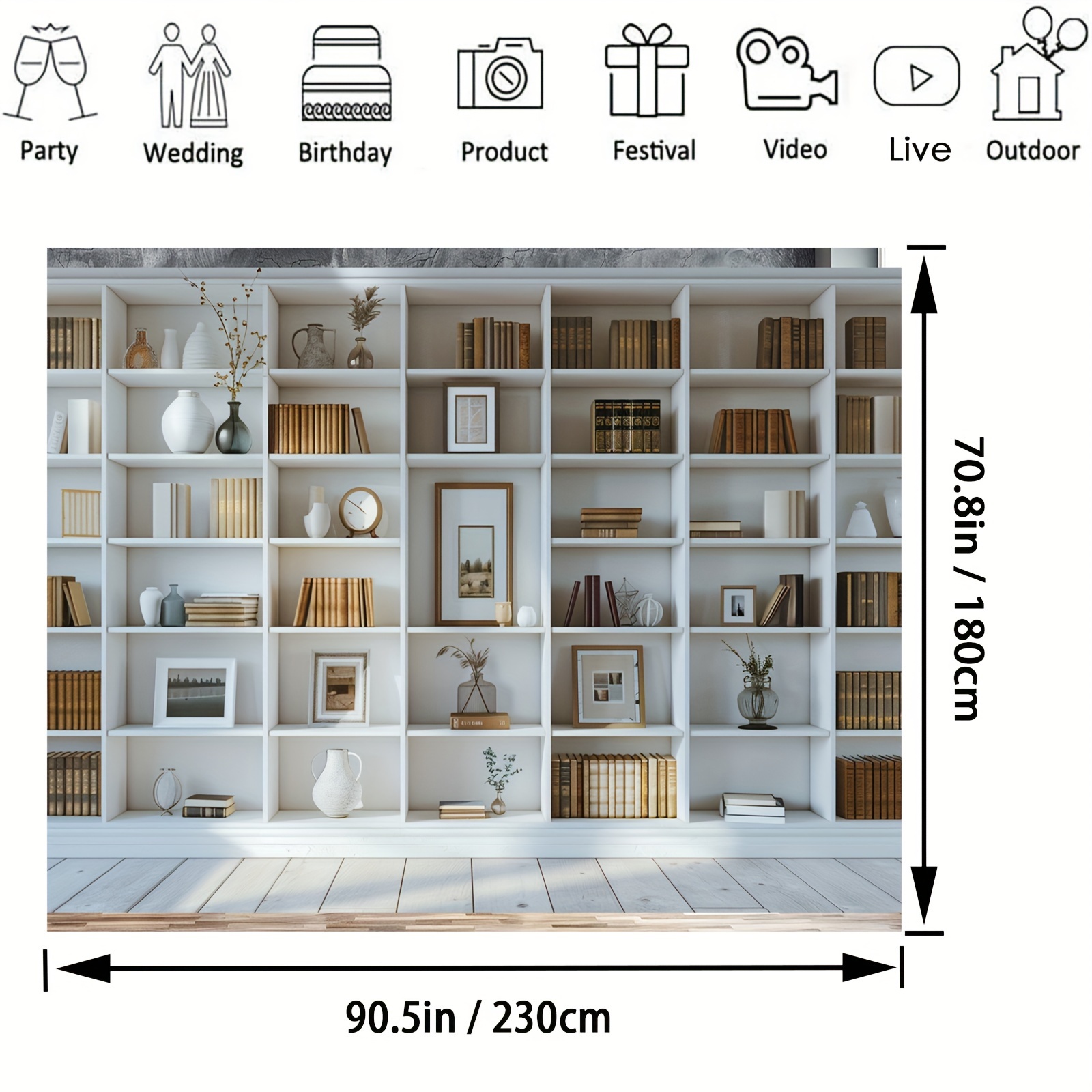 1pc blanc étagère fond bibliot - Home Office Zoom Background Free avis et prix