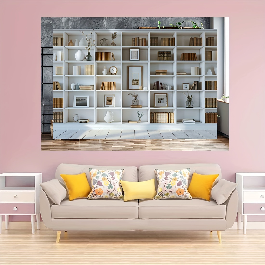 1pc blanc étagère fond bibliot - Home Office Zoom Background Free avis et prix